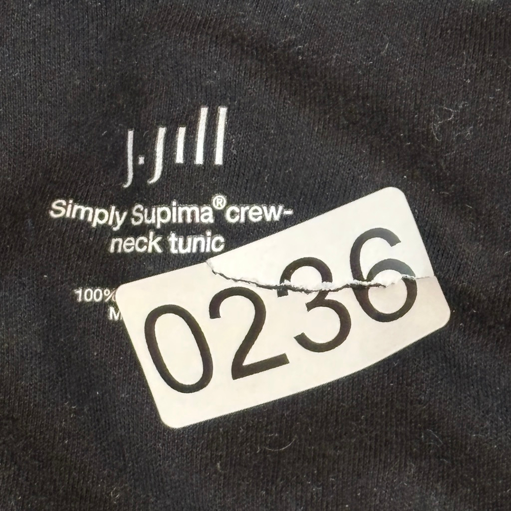 J.Jill Simply Supima Crewneck Tunic Top Women’s Small Black Blue White Floral - Picture 11 of 11